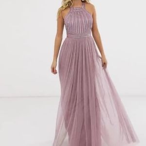ASOS Mink beaded and tulle dress